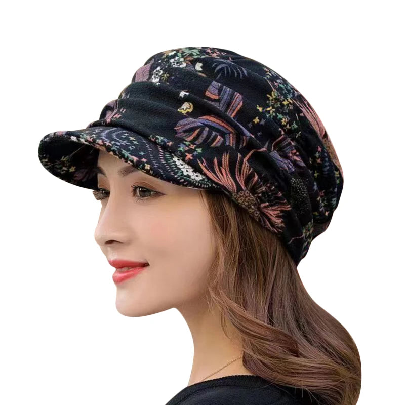 New Autumn Women Peaked Cap Short Brim Warm Foldable