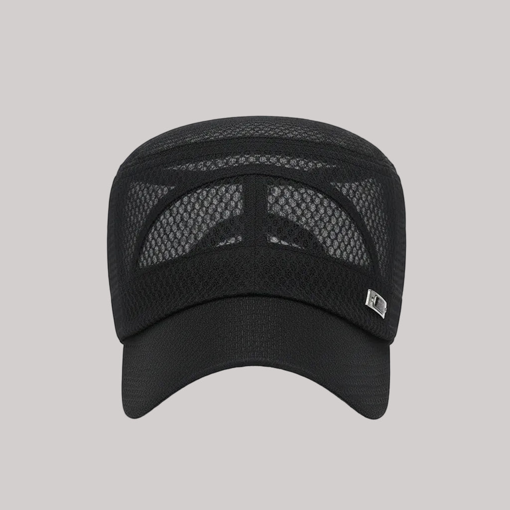 New Iron Label Full Net Breathable Flat Cap For Men Casual