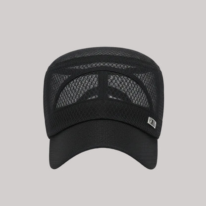 New Iron Label Full Net Breathable Flat Cap For Men Casual