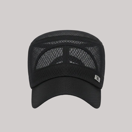 New Iron Label Full Net Breathable Flat Cap For Men Casual