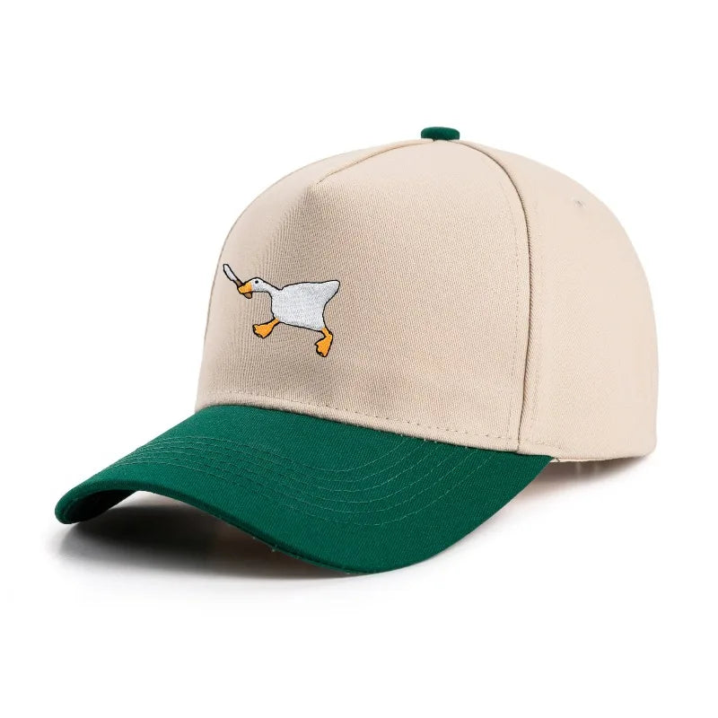 Embroidered baseball cap with goose pattern for men , casual
