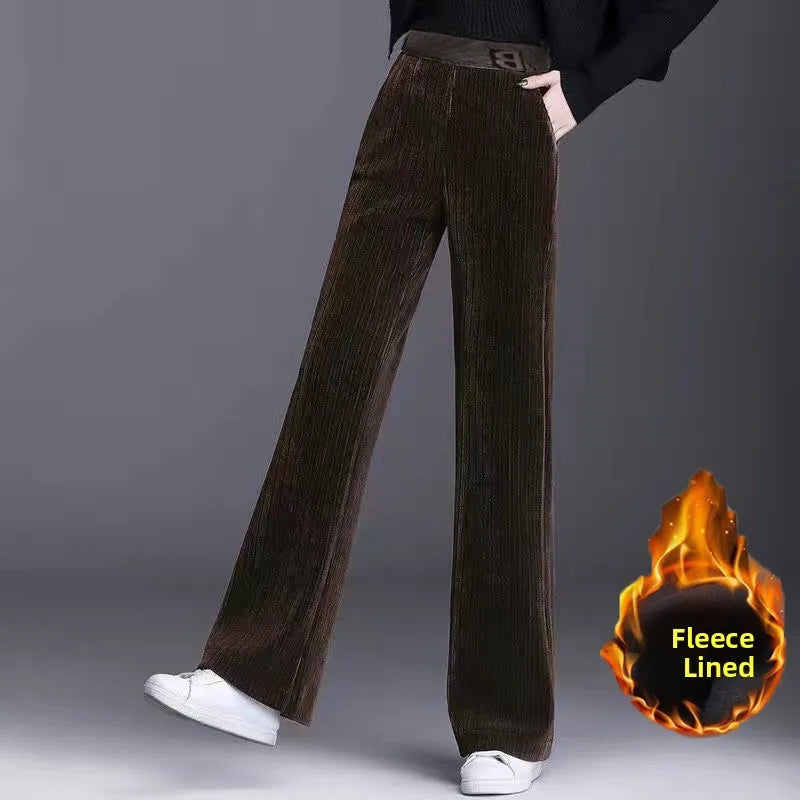 Fce Lined Unlined Corduroy Wide Leg Pants Women Casual Pants