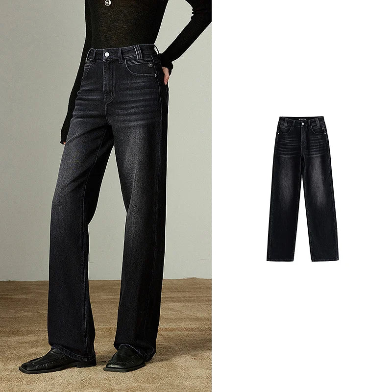 Women Straight Pants  Winter New Mid-low Rise Slimming Baguette