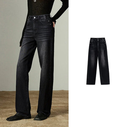 Women Straight Pants  Winter New Mid-low Rise Slimming Baguette
