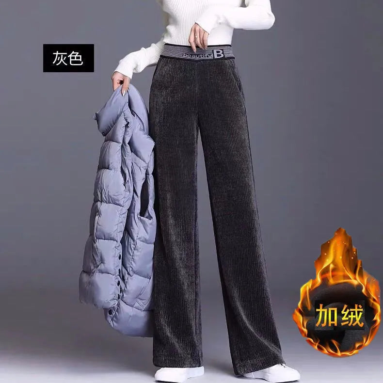 Fce Lined Unlined Corduroy Wide Leg Pants Women Casual Pants