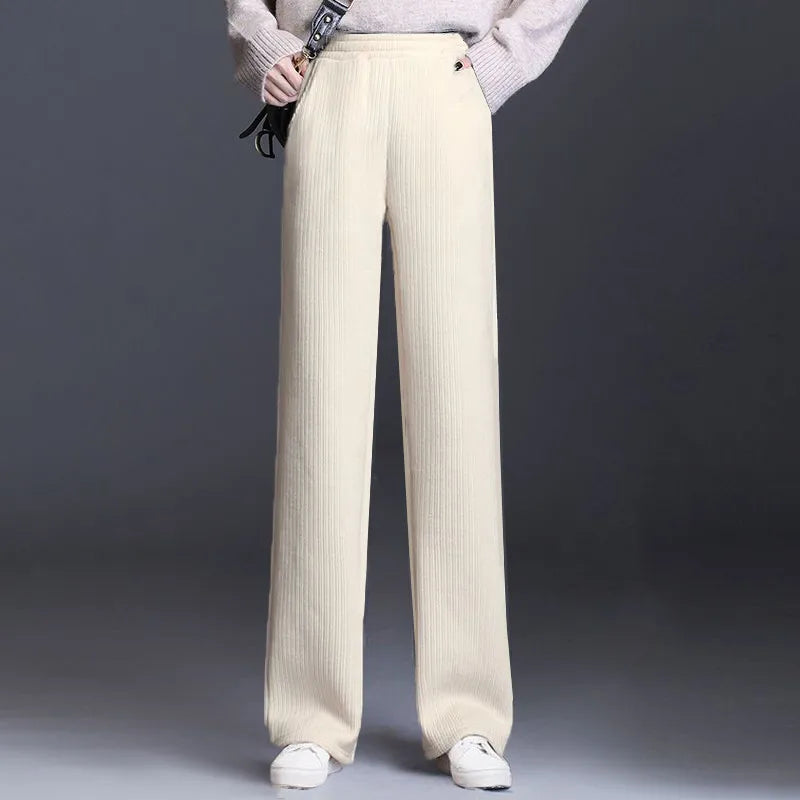 Fce Lined Unlined Corduroy Wide Leg Pants Women Casual Pants