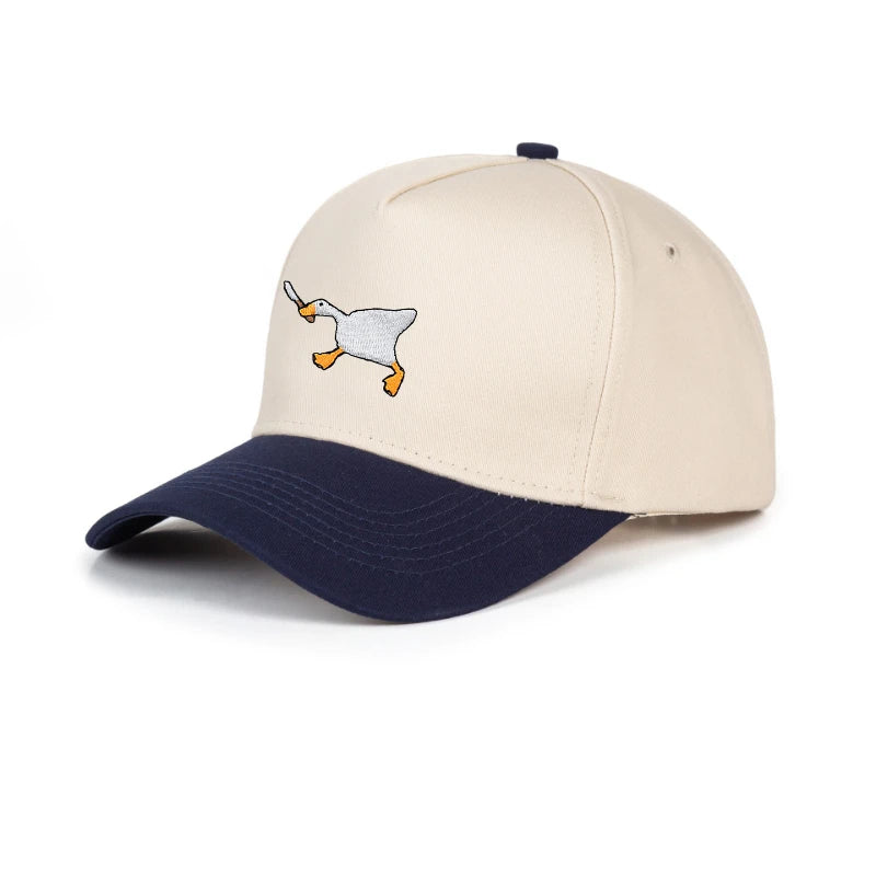 Embroidered baseball cap with goose pattern for men , casual
