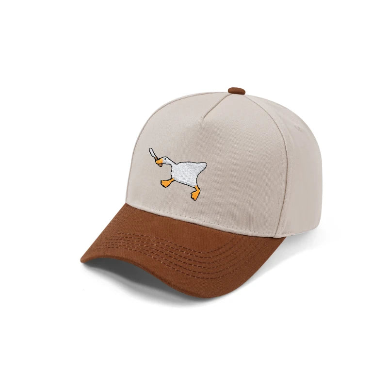 Embroidered baseball cap with goose pattern for men , casual