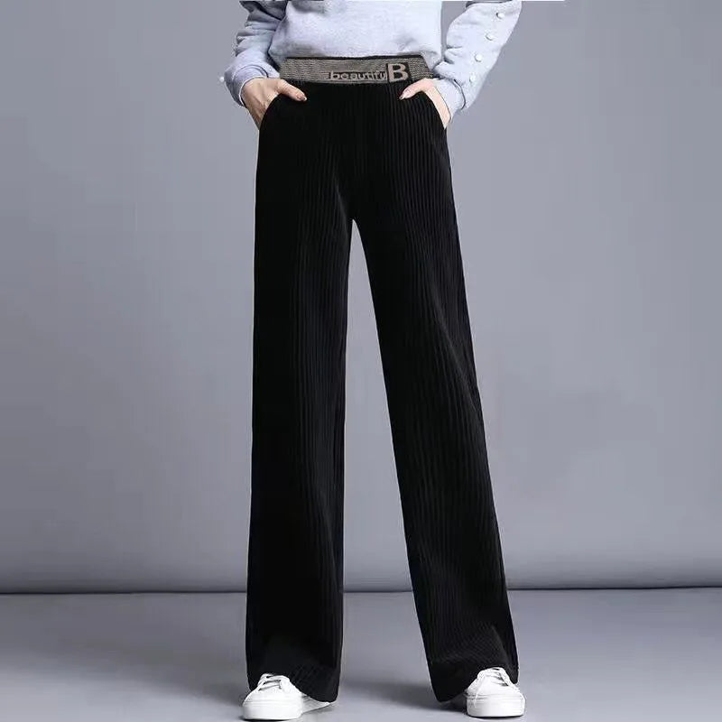 Fce Lined Unlined Corduroy Wide Leg Pants Women Casual Pants