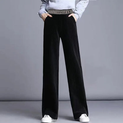 Fce Lined Unlined Corduroy Wide Leg Pants Women Casual Pants