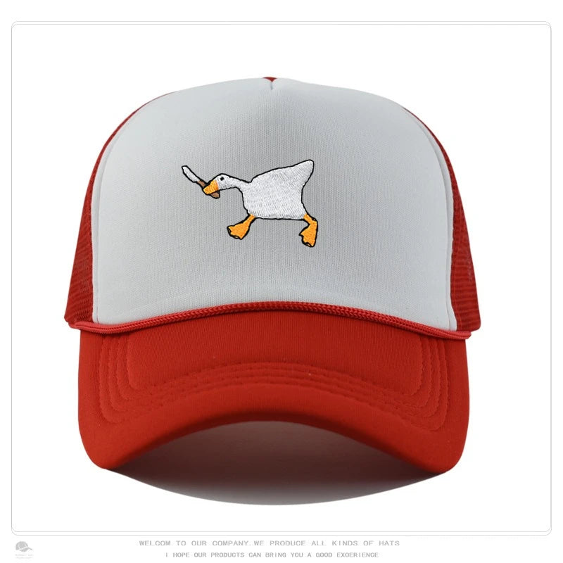 Embroidered baseball cap with goose pattern for men , casual