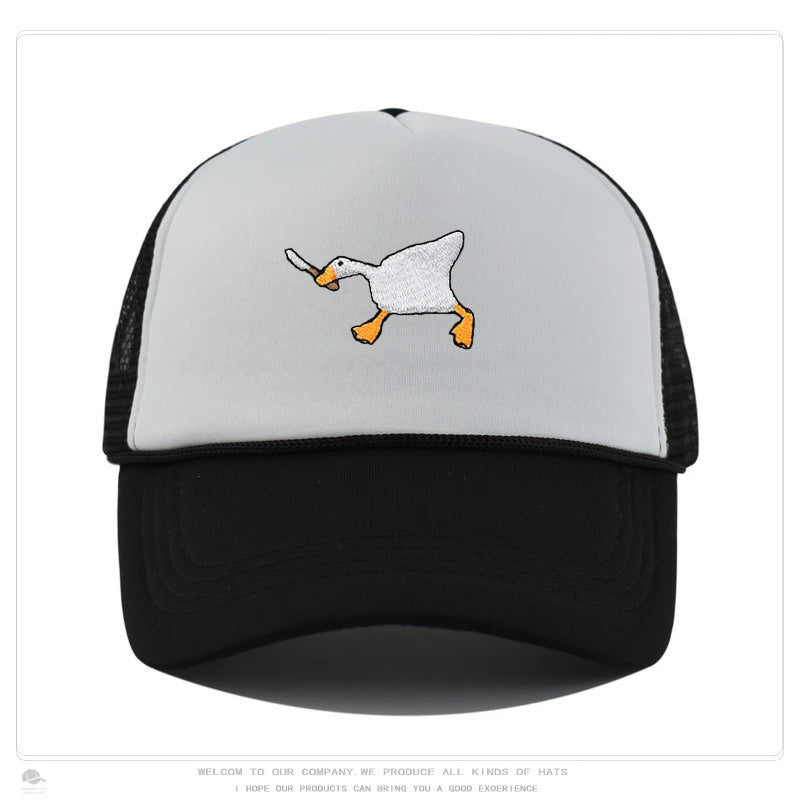 Embroidered baseball cap with goose pattern for men , casual